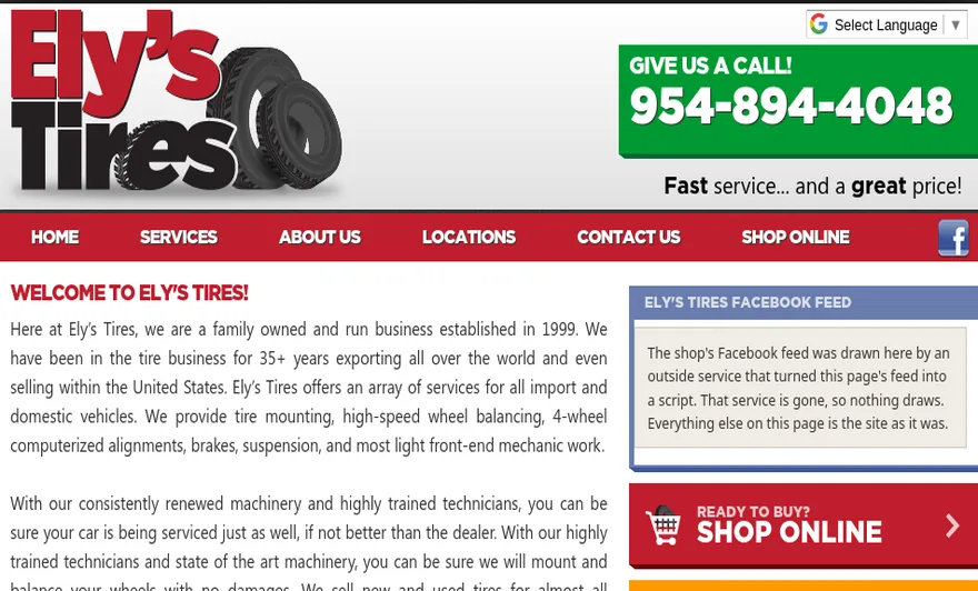 Ely's Tires, 2012, running