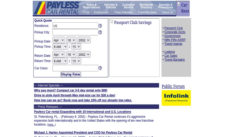 Payless Car Rental, before I got there, running