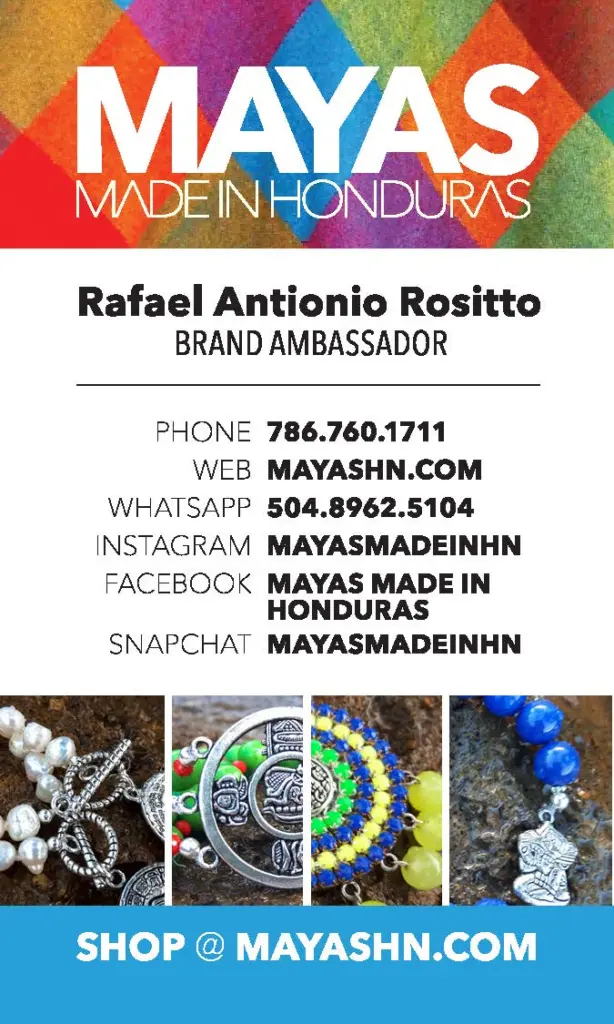 The other side of the vertical Mayas business card