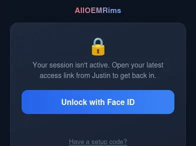 The Hub locked on a phone: unlock with Face ID, or enter a one-time setup code
