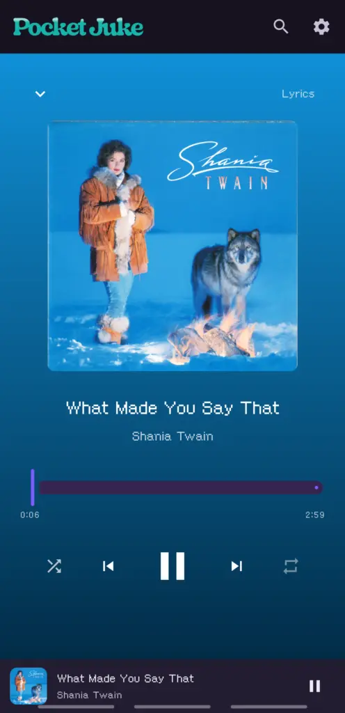 Now Playing with a full-bleed cover and a blue palette pulled from the art