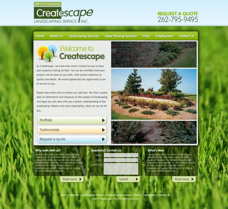 Createscape website layout