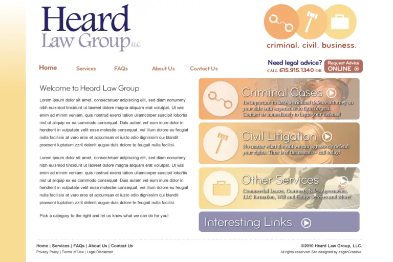 Heard Law Group website layout