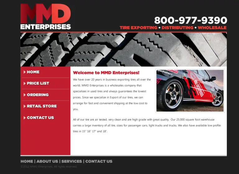 MMD Enterprises website layout