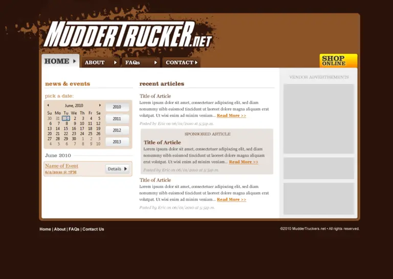 MudderTrucker website layout