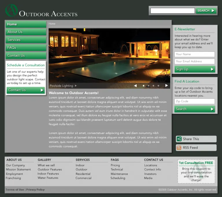 Outdoor Accents website layout