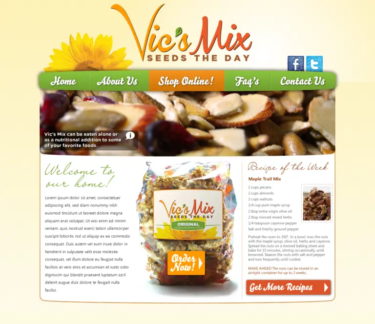 Vic's Mix website layout