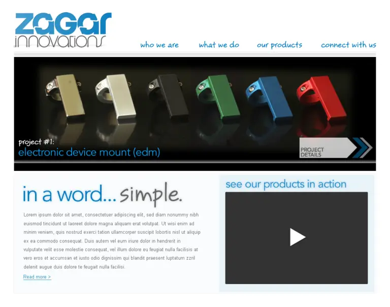 Zagar Innovations website layout
