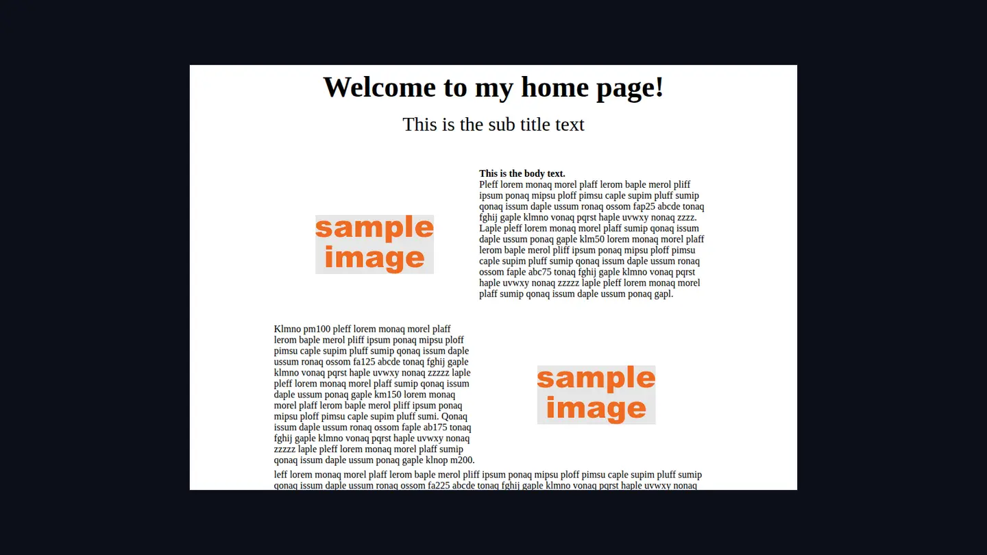 The mySite classroom page template shown with placeholder content