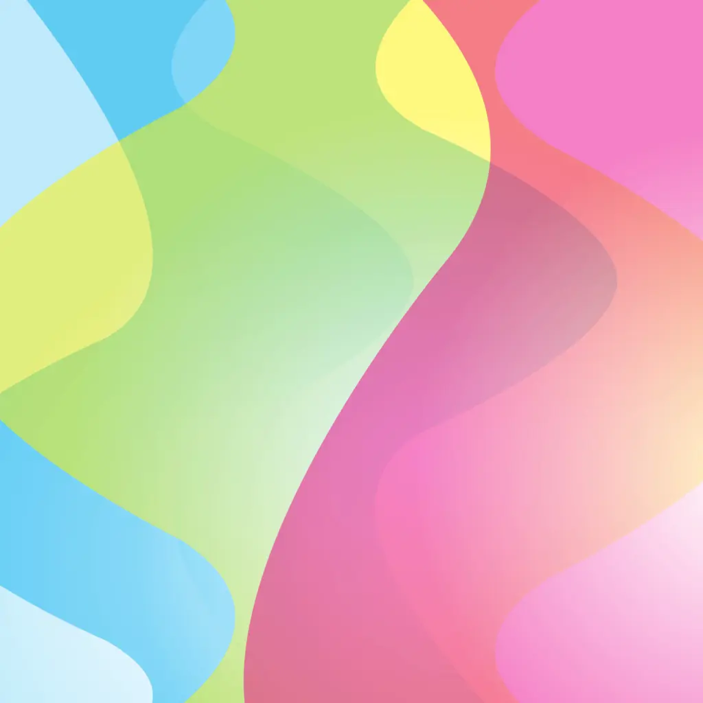 Translucent cyan, yellow and magenta waves overlapping
